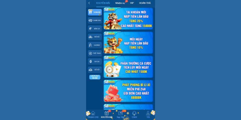 Lưu ý khi tham gia khuyến mãi nạp 58Win nạp đầu