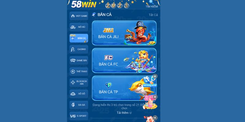 Khám phá sảnh Bắn Cá 58WIN