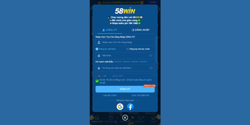 Điền đầy đủ tất cả thông tin lập account được yêu cầu