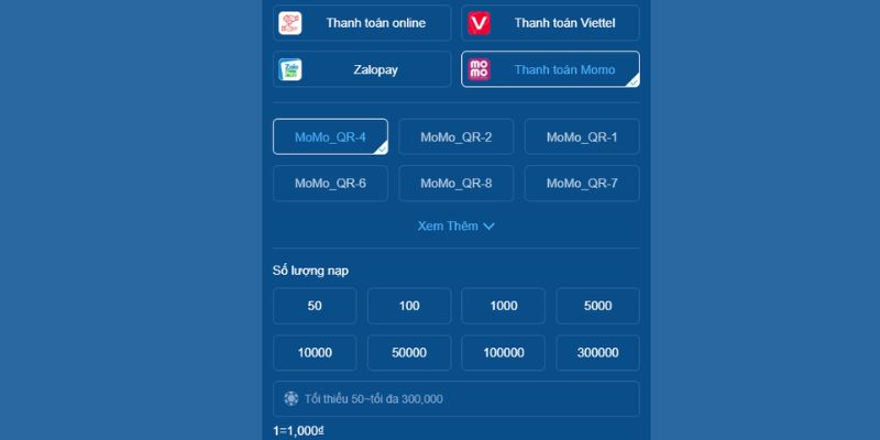 Nạp tiền 58WIN qua ví điện tử và USDT